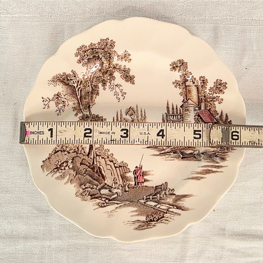 Vintage Johnson Bros "The Old Mill" Dessert/Fruit Plate 6 1/4" Round Cream Brown - Picture 3 of 3